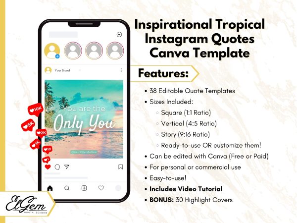 Canva Templates: 30+ Days of Insta Quotes | Square, Portrait, & Stories | Ready-to-use or Fully Customizable! - Image 5